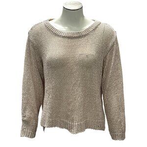 CCC Loose Knit Crop Top Metallic Open Back Sweater Stylish Lightweight Pullover